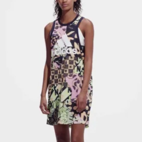 ADIDAS x FARM Womens Print Tank Mini Dress Rio de Janeiro Sleeveless Size M NWT - Picture 1 of 10